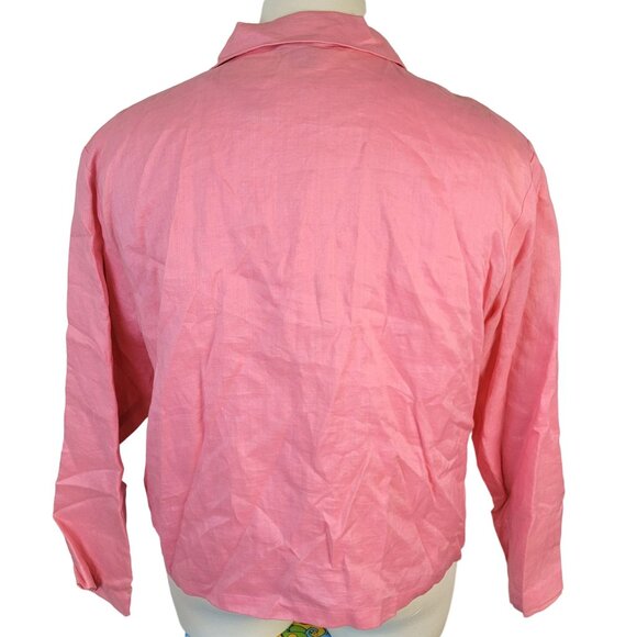Vintage 90s Linen Shirt Set Women 2X Plus Colorful Blouse Tank Top Pink New Tags - Picture 6 of 15